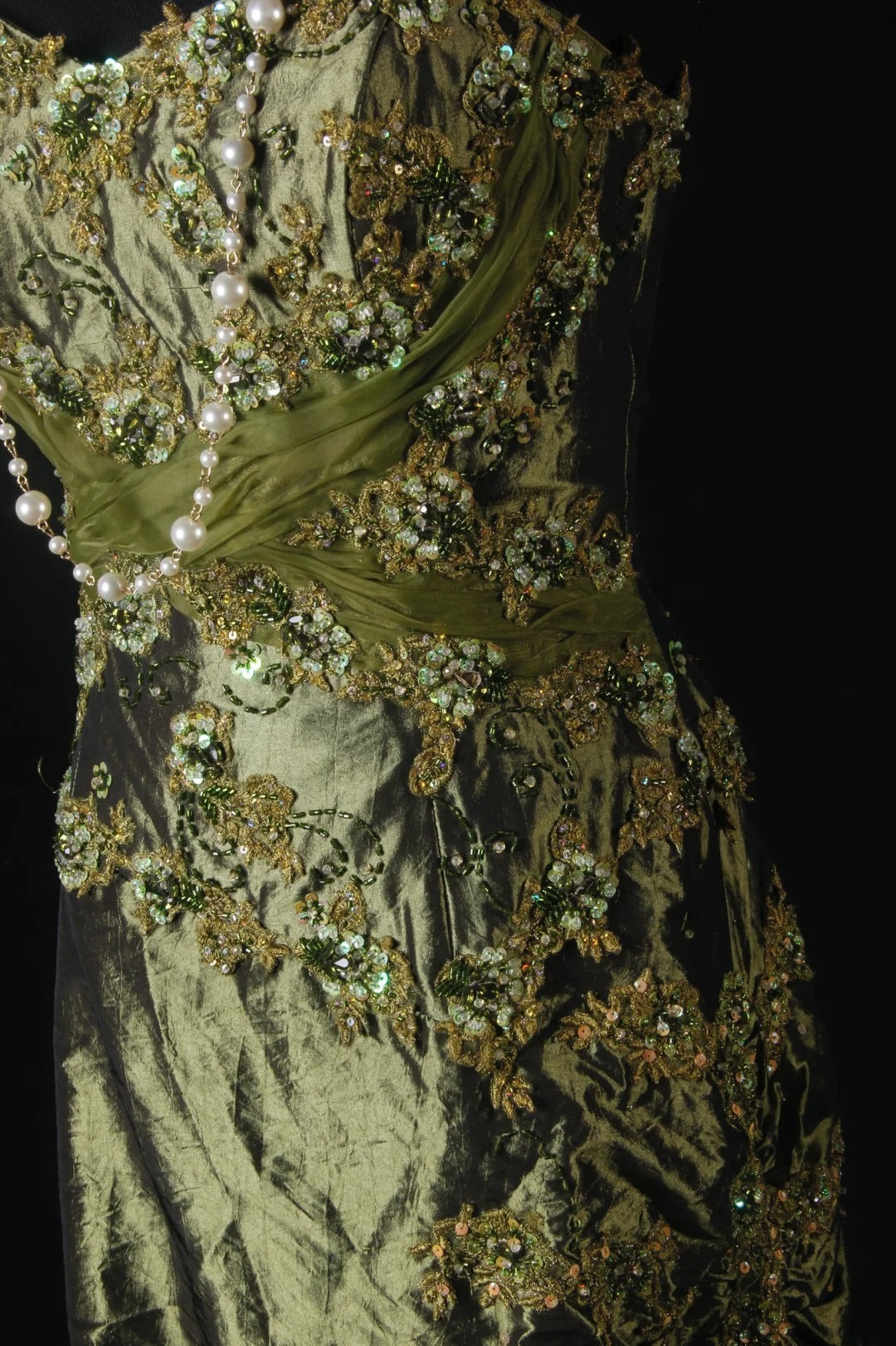 Vintage Style Mermaid Sweetheart 1950s Olive Green Taffeta With Beads Long Formal Fancy Prom Dresses Night Outfits Party Gowns AS211