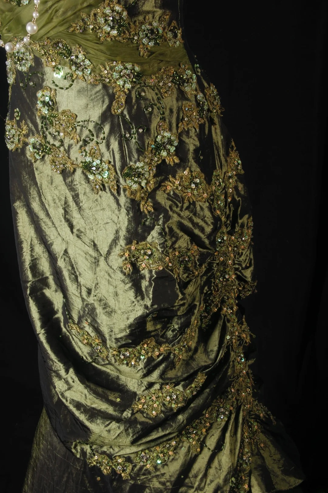 Vintage Style Mermaid Sweetheart 1950s Olive Green Taffeta With Beads Long Formal Fancy Prom Dresses Night Outfits Party Gowns AS211