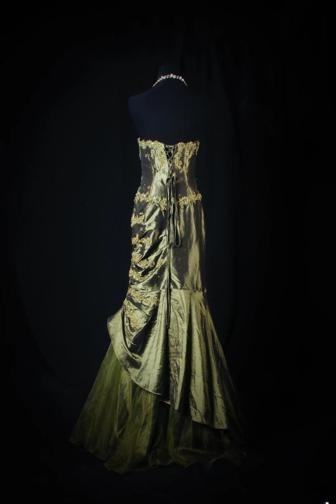 Vintage Style Mermaid Sweetheart 1950s Olive Green Taffeta With Beads Long Formal Fancy Prom Dresses Night Outfits Party Gowns AS211