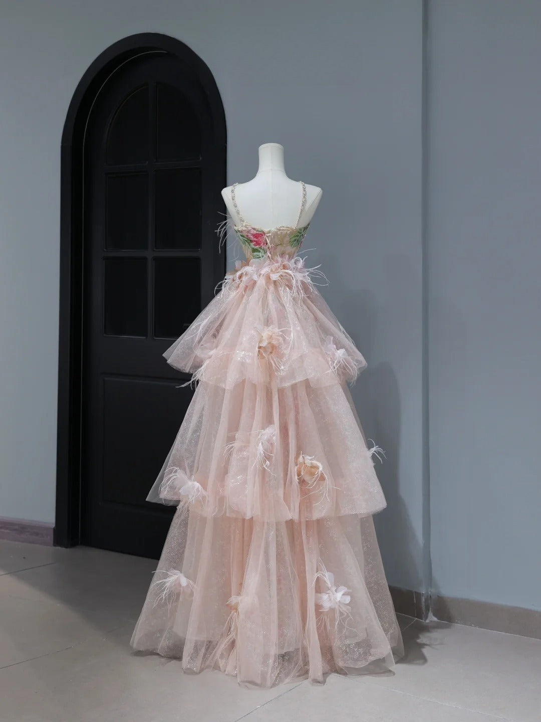 Cute Prom Dresses Aesthetic A Line Halter Sequin Pink Floral Inspiration Style Impress Corset Fitted Long Party Formal Gown AS397