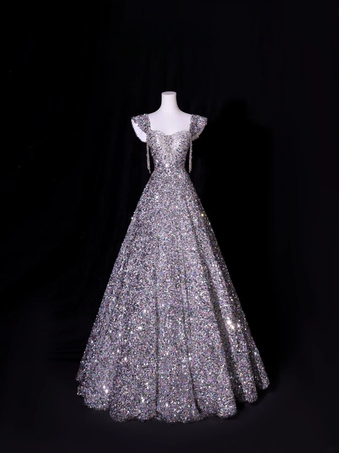 Classy Ball Gown Sweetheart Silver Gray Sequins Long Inspo For Women Girls Formal Party Gowns Long Formal Prom Dresses AS415