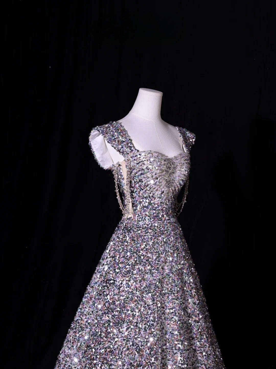Classy Ball Gown Sweetheart Silver Gray Sequins Long Inspo For Women Girls Formal Party Gowns Long Formal Prom Dresses AS415