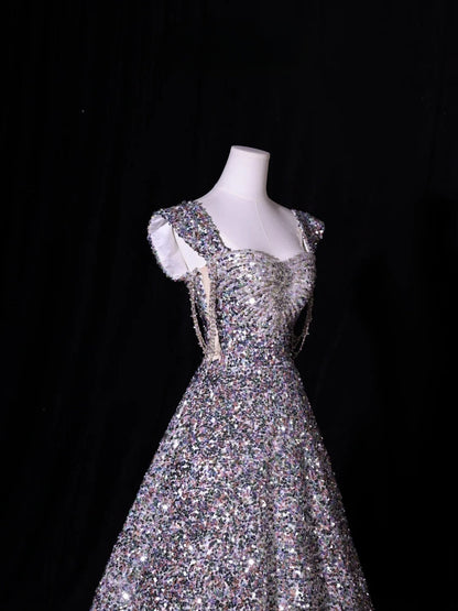 Classy Ball Gown Sweetheart Silver Gray Sequins Long Inspo For Women Girls Formal Party Gowns Long Formal Prom Dresses AS415