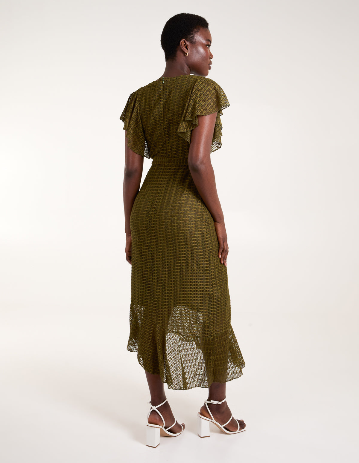 Lace Wrap Asymmetric Midi Dress