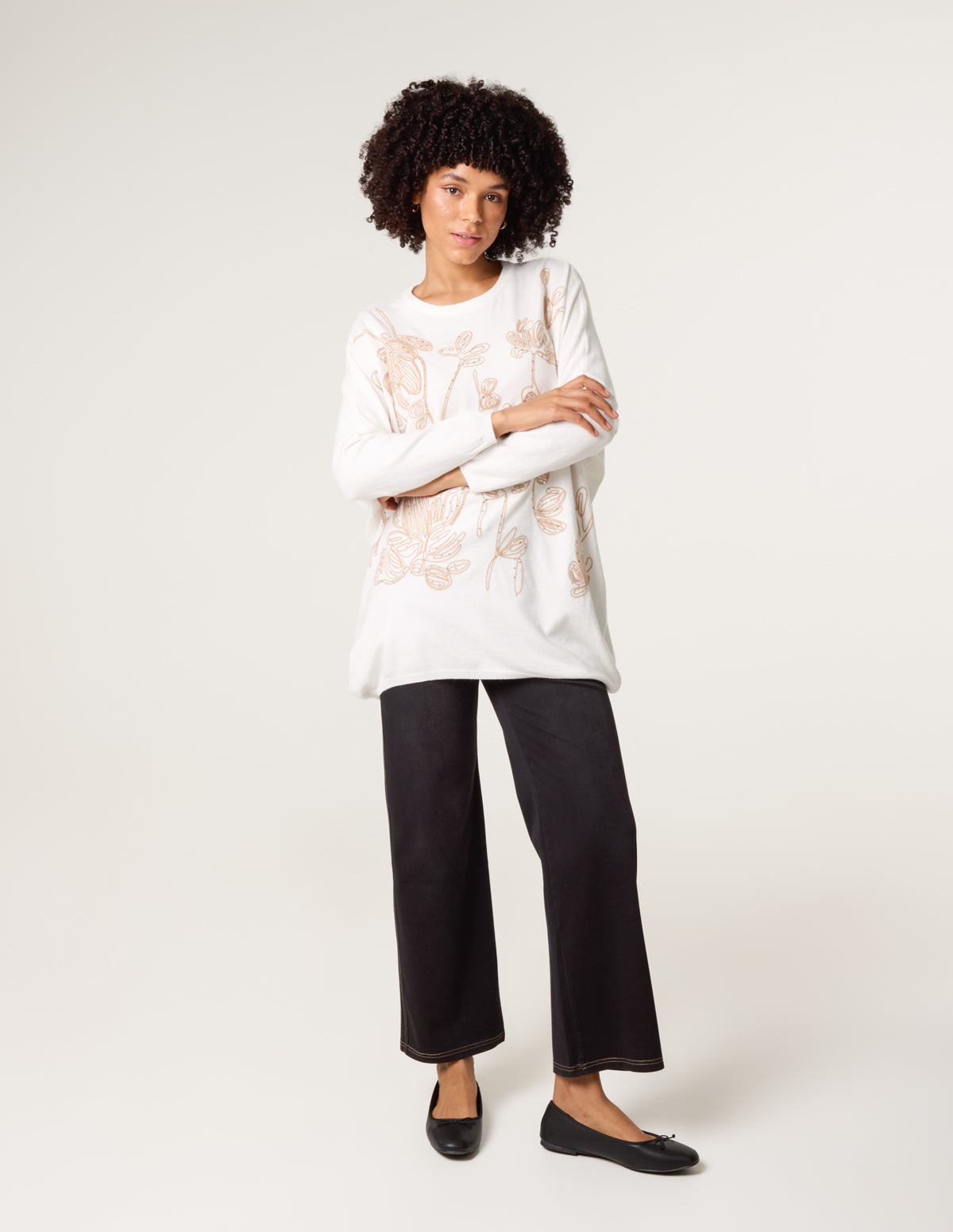Embroidered Round Neck Jumper