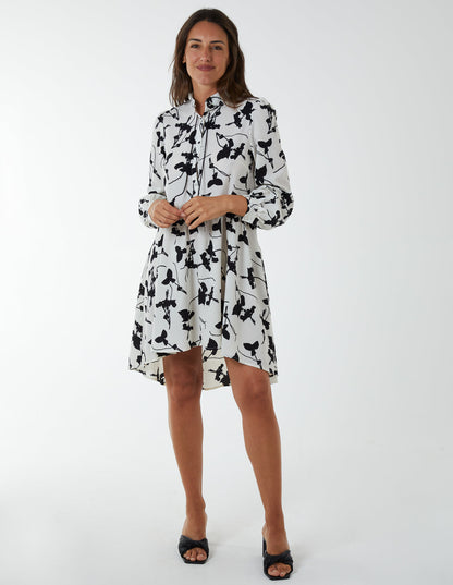 Mandarin Collar High Low Mini Dress