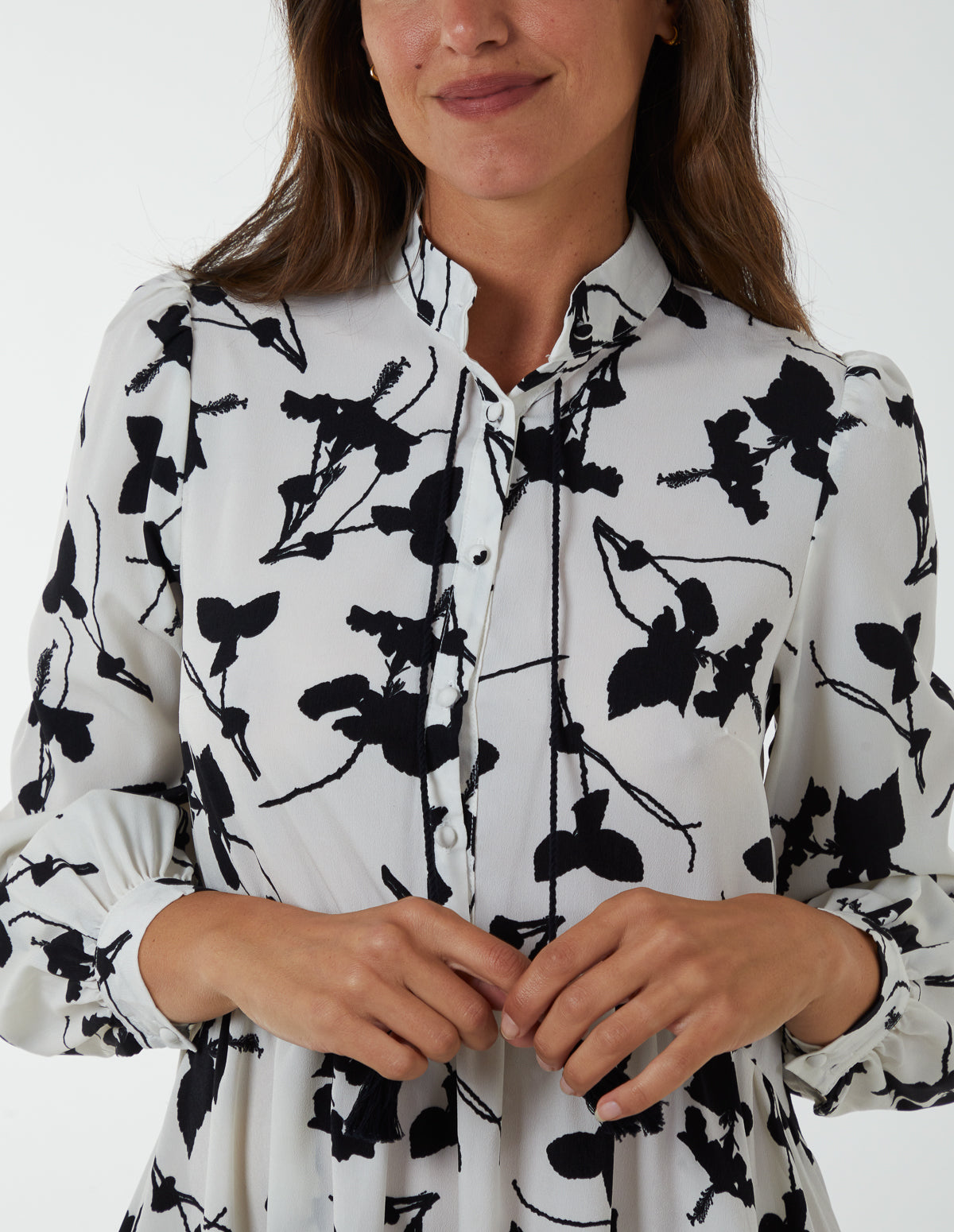 Mandarin Collar High Low Mini Dress