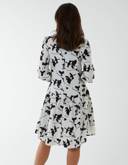 Mandarin Collar High Low Mini Dress