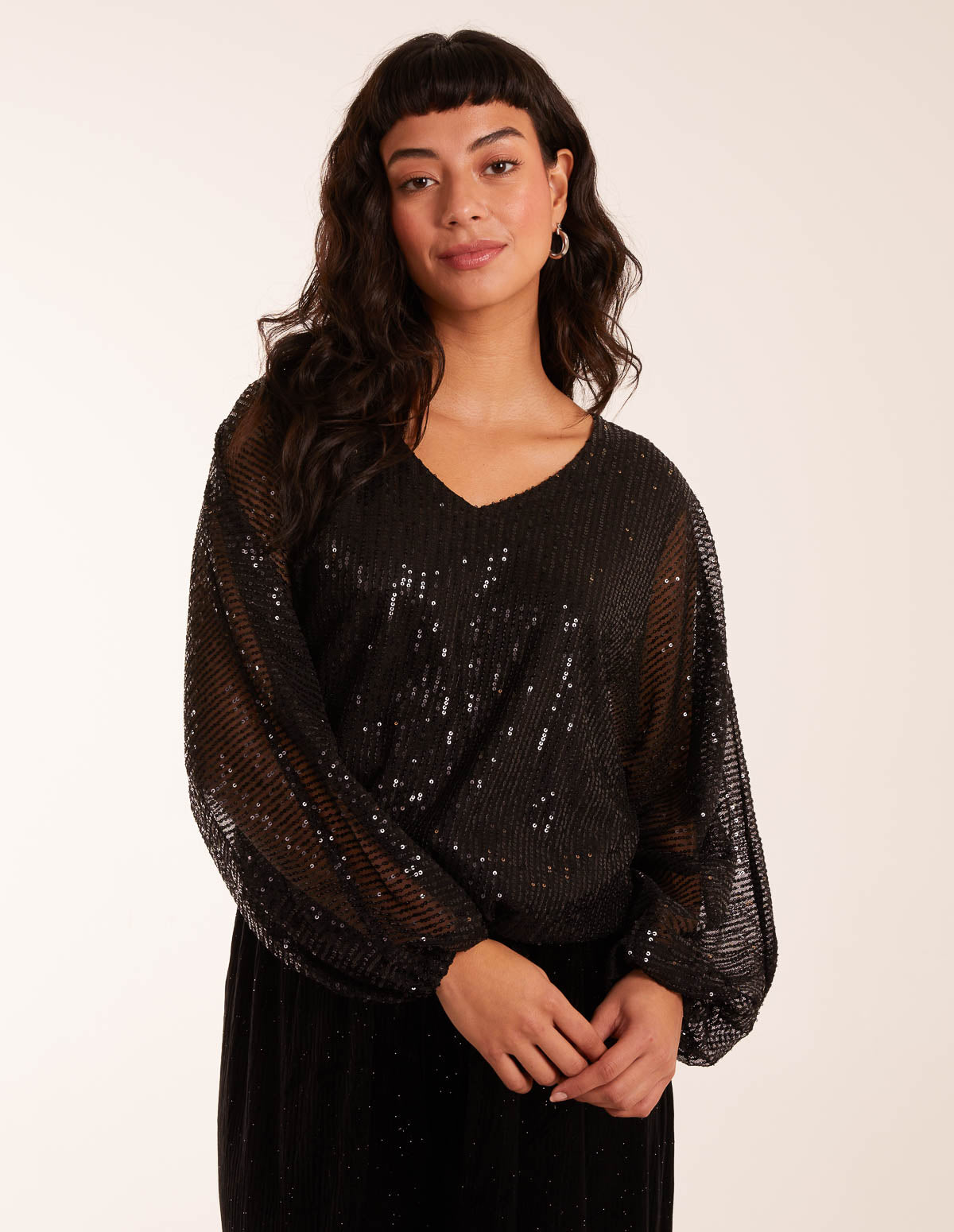 Sequin Batwing Blouse