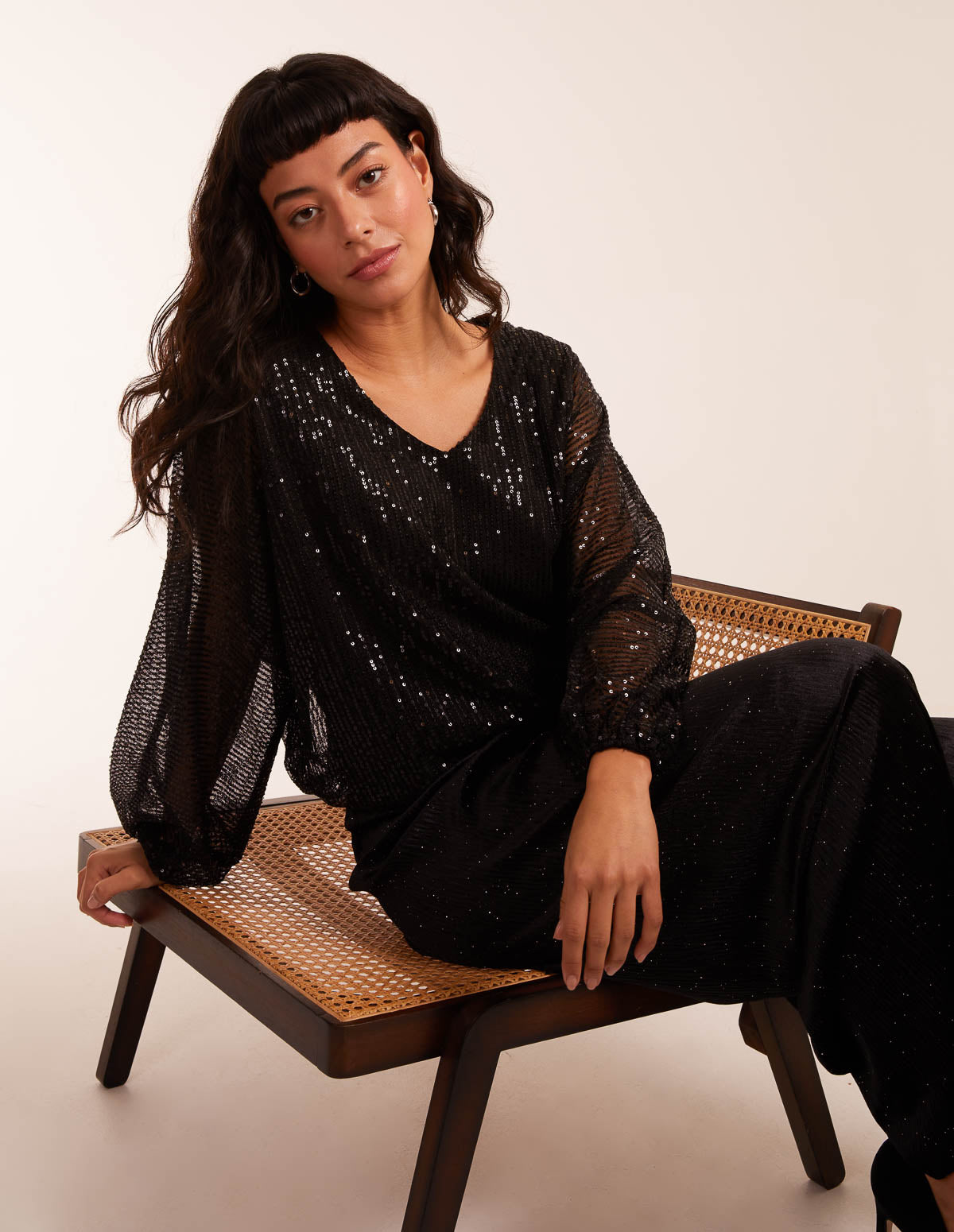 Sequin Batwing Blouse