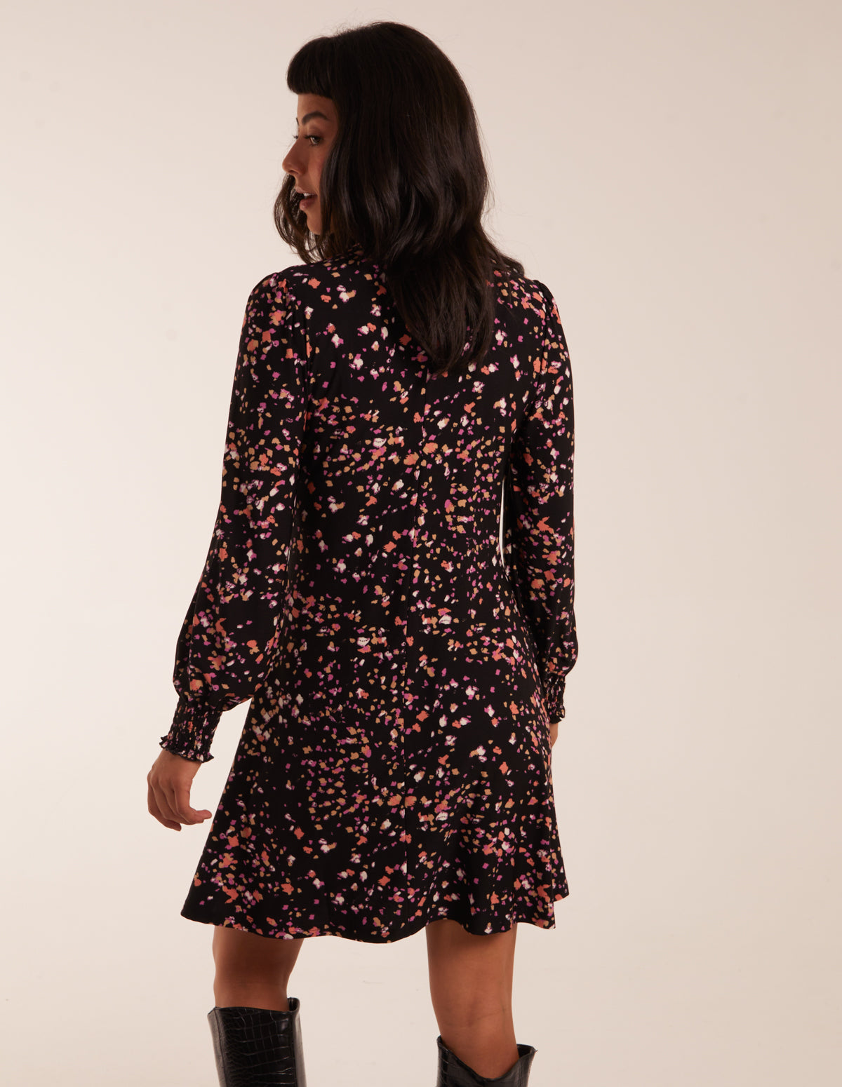 High Neck Keyhole Mini Dress