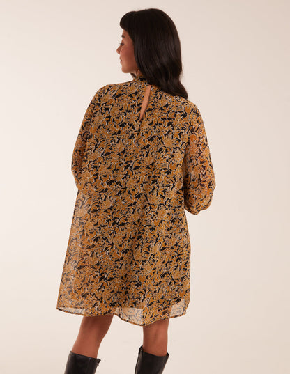 Keyhole Long Sleeve Swing Dress