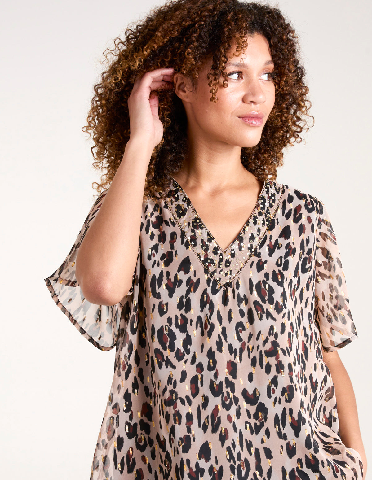 V Neck Animal Blouse