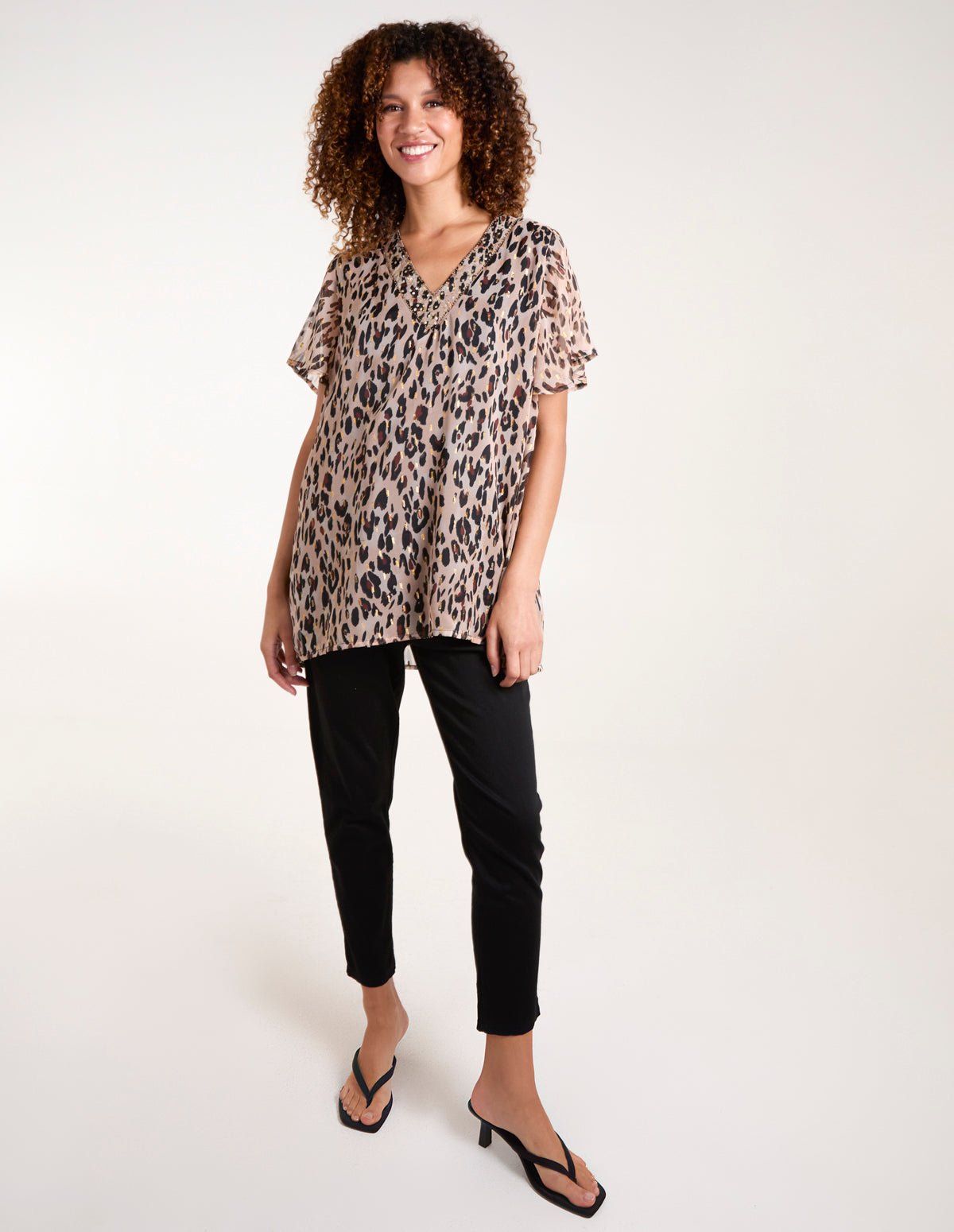 V Neck Animal Blouse