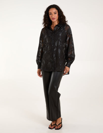 Mesh Metallic Detailed Shirt