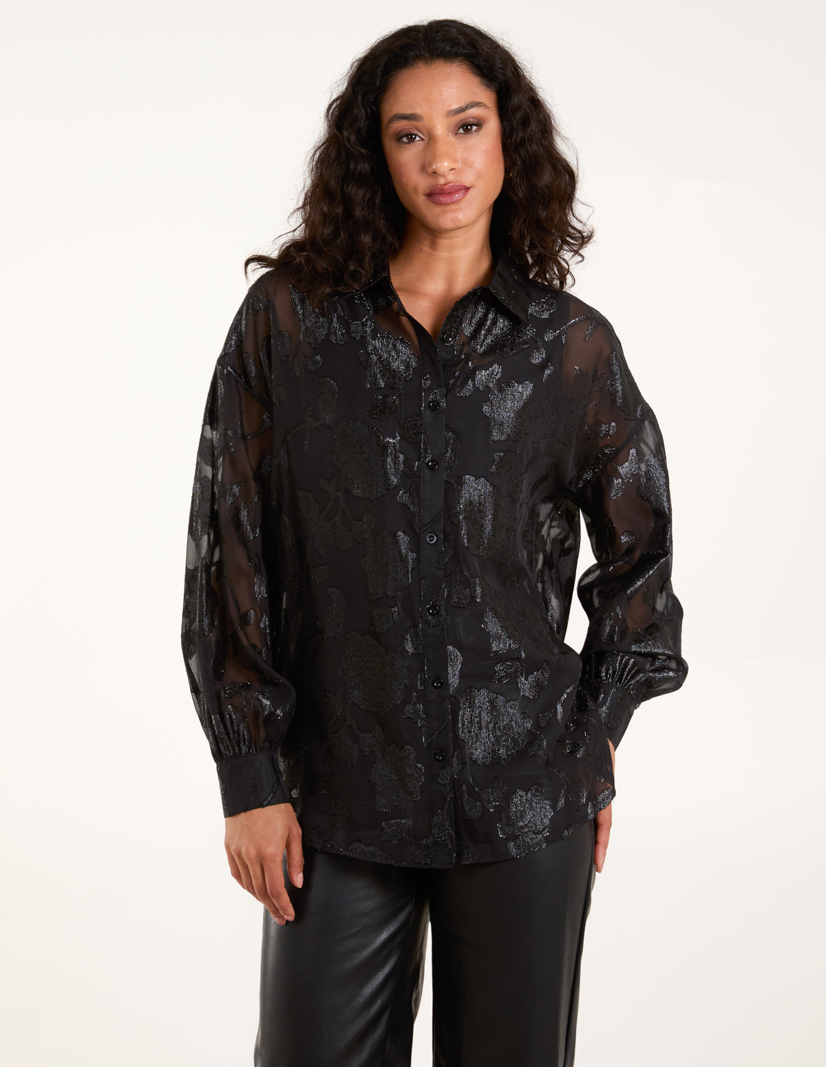 Mesh Metallic Detailed Shirt