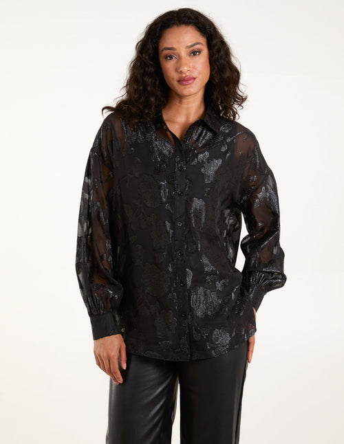Mesh Metallic Detailed Shirt