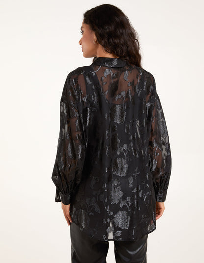 Mesh Metallic Detailed Shirt