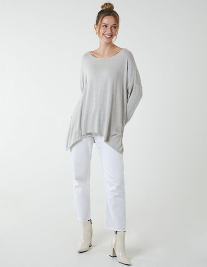 Oversize Cashmere Like Cut And Sew Jumper