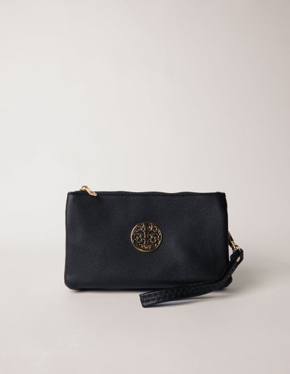 Detailed Zip Up Purse With Detachable Strap