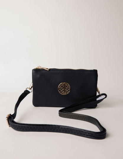 Detailed Zip Up Purse With Detachable Strap