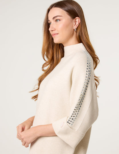 Square High Neck Rhinestone Jumper