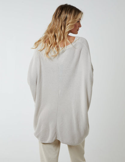 V Neck Front Cut And Sew Soft Knit Jumper