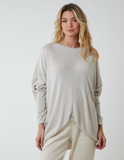 V Neck Front Cut And Sew Soft Knit Jumper
