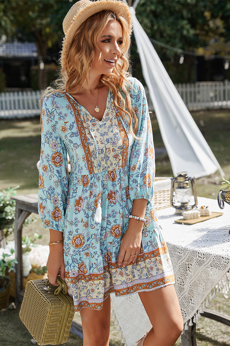 RINA BOHO DRESS - BLUE