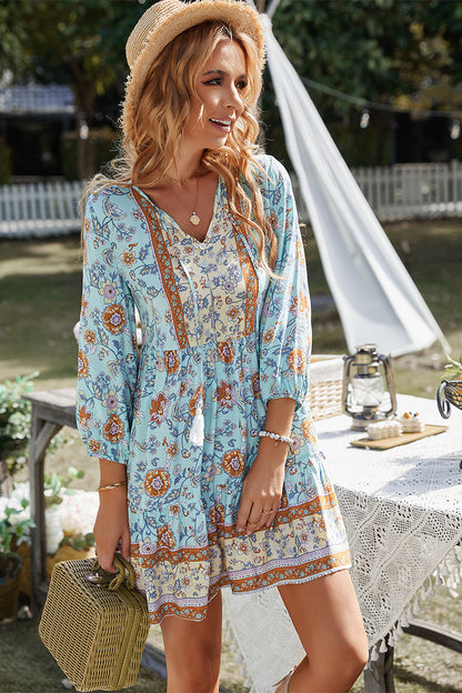 RINA BOHO DRESS - BLUE