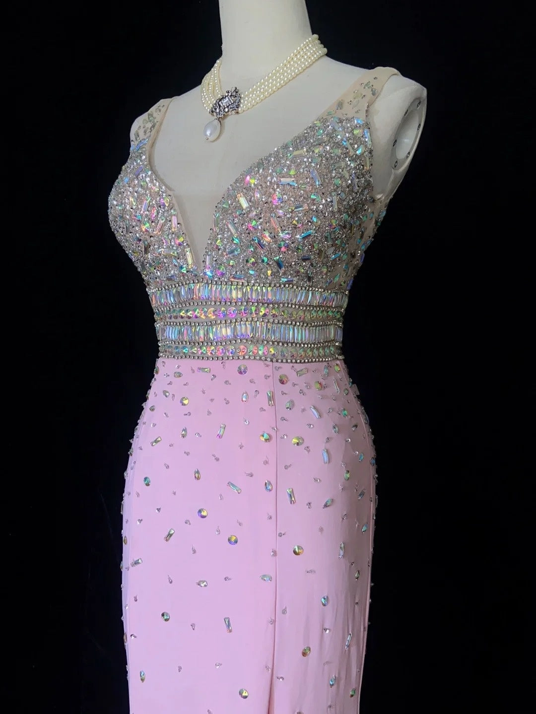 Trendy Prom Dresses Inspiration Mermaid V Neck Silver Beading Gala Chiffon Beaded Vintage Formal Dress N3185