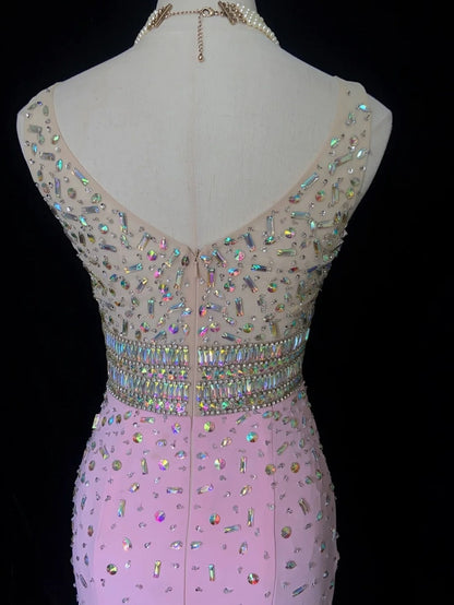 Trendy Prom Dresses Inspiration Mermaid V Neck Silver Beading Gala Chiffon Beaded Vintage Formal Dress N3185