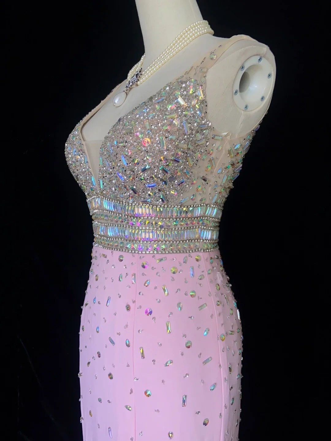 Trendy Prom Dresses Inspiration Mermaid V Neck Silver Beading Gala Chiffon Beaded Vintage Formal Dress N3185