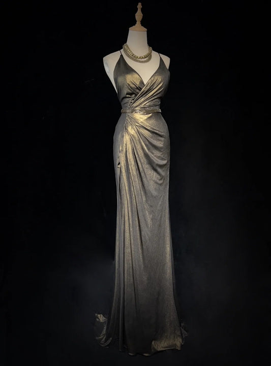 Trendy Prom Dresses Inspiration Mermaid Spaghetti Strap Gala Satin Vintage Formal Dress N3186