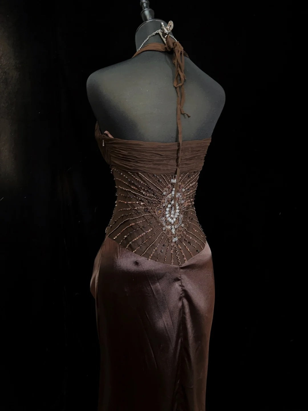 Beautiful Prom Dresses Inspo Mermaid Halter Satin With Beaded Chocolate Women Formal Dress N3194