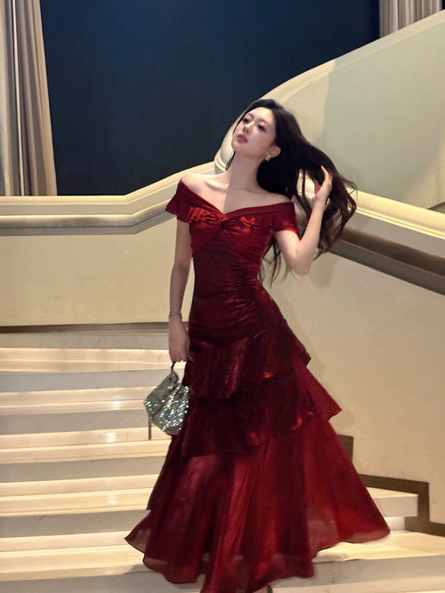 Classy Mermaid Off The Shoulder Royal Blue With Short Sleeves Long Party Gowns Prom Dresses N2050