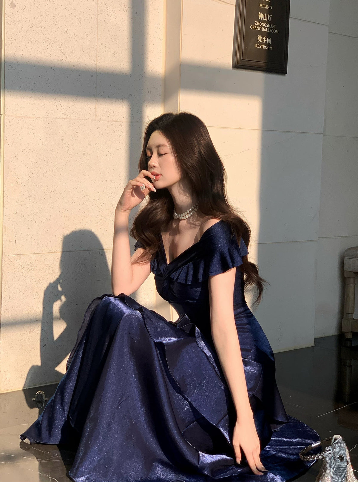 Classy Mermaid Off The Shoulder Royal Blue With Short Sleeves Long Formal Gowns Prom Dresses N2051
