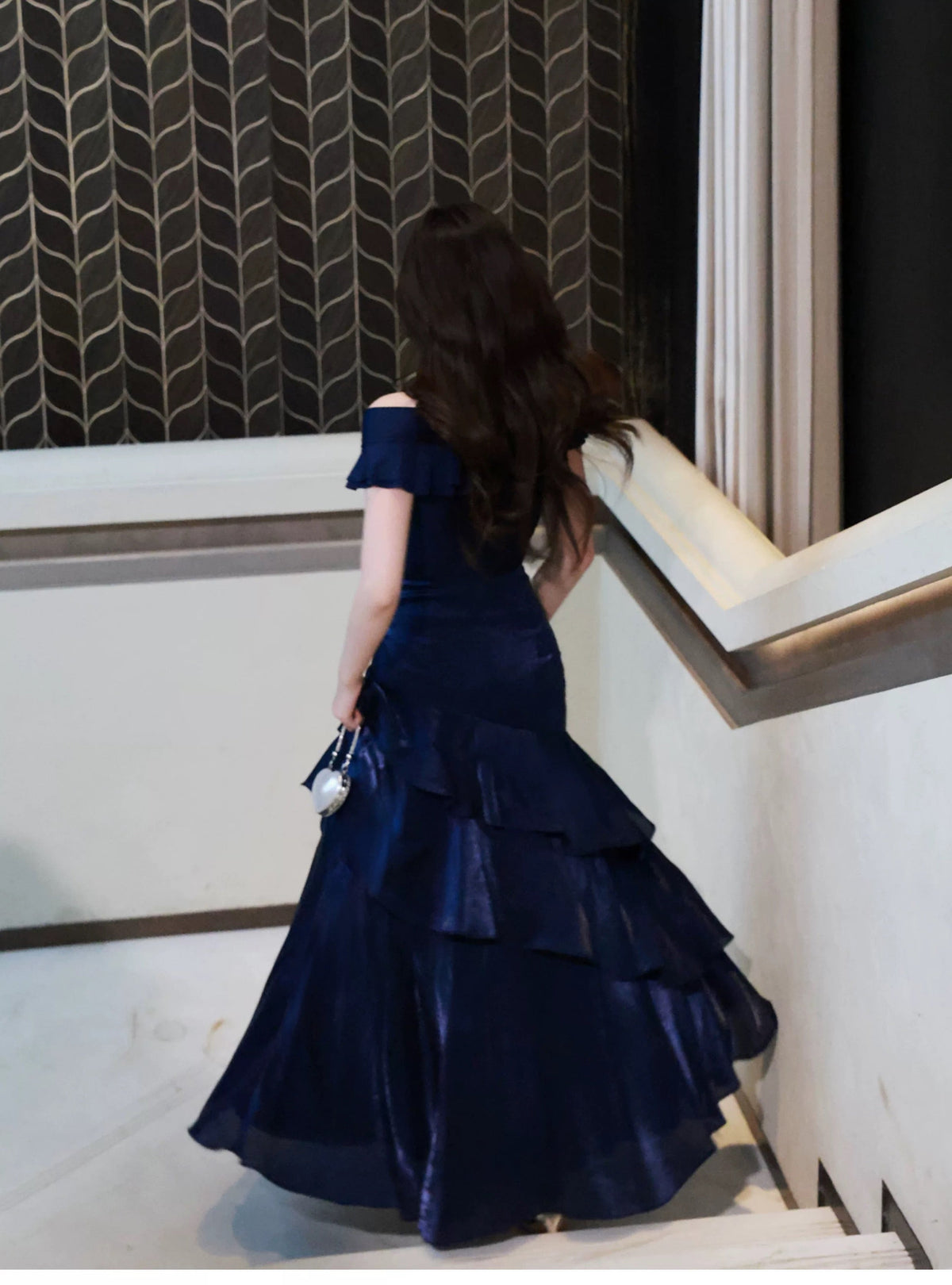 Classy Mermaid Off The Shoulder Royal Blue With Short Sleeves Long Formal Gowns Prom Dresses N2051