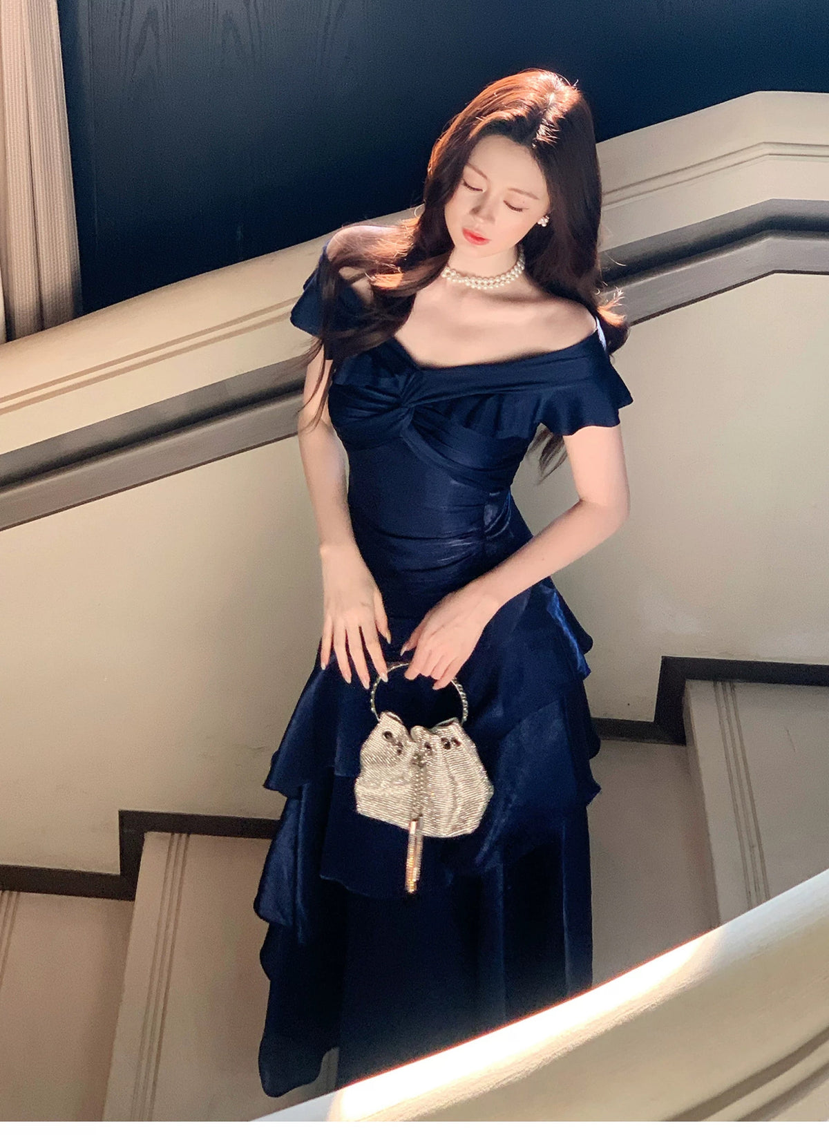 Classy Mermaid Off The Shoulder Royal Blue With Short Sleeves Long Formal Gowns Prom Dresses N2051