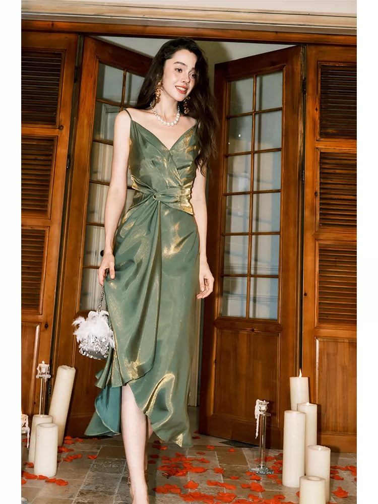 Classy Sheath Spaghetti Strap Green For Women Girls Teens Prom Dresses N2178