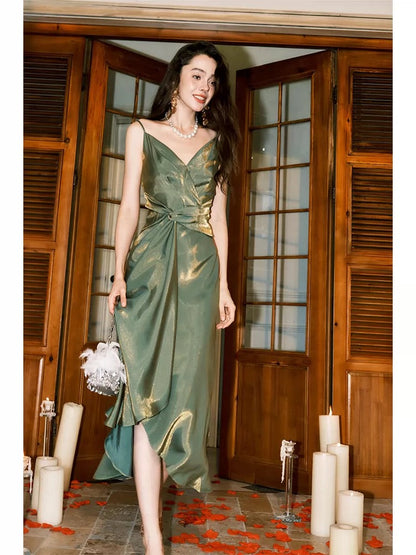 Classy Sheath Spaghetti Strap Green For Women Girls Teens Prom Dresses N2178