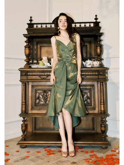 Classy Sheath Spaghetti Strap Green For Women Girls Teens Prom Dresses N2178