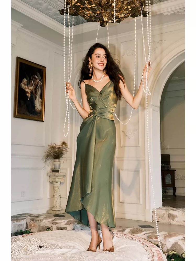 Classy Sheath Spaghetti Strap Green For Women Girls Teens Prom Dresses N2178