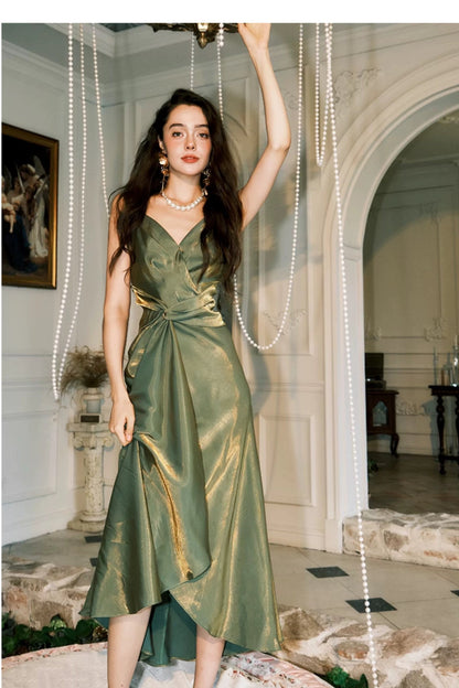 Classy Sheath Spaghetti Strap Green For Women Girls Teens Prom Dresses N2178
