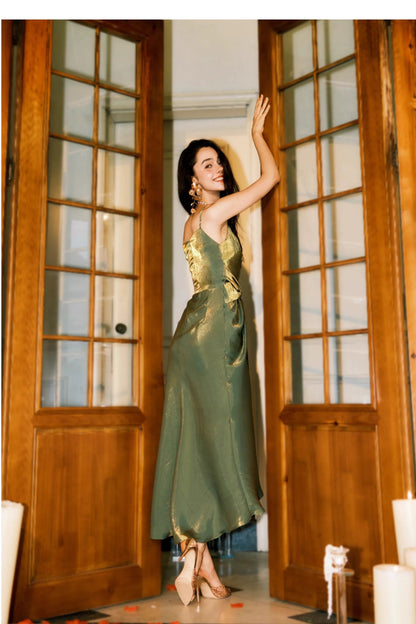 Classy Sheath Spaghetti Strap Green For Women Girls Teens Prom Dresses N2178