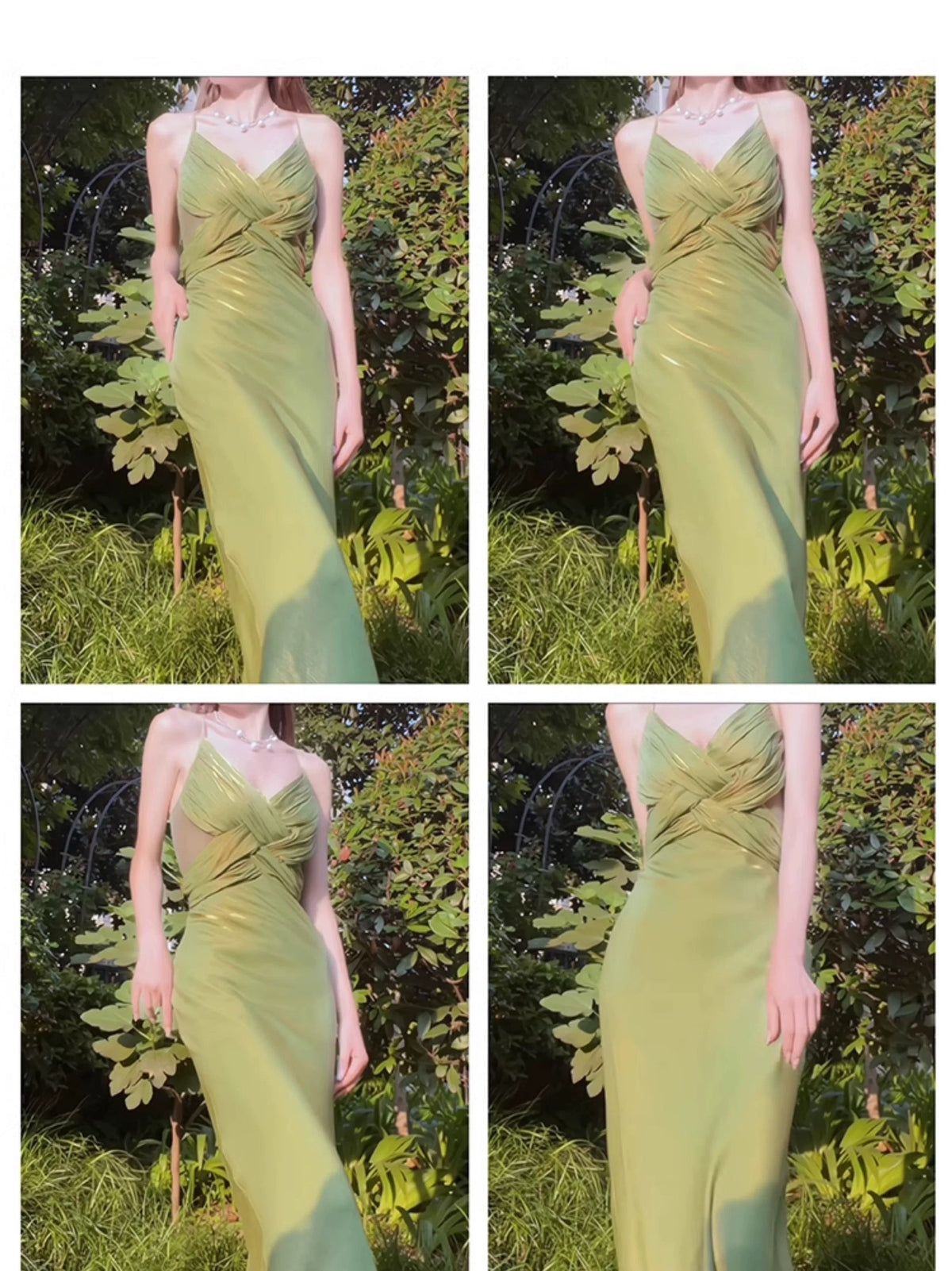 Classy Sheath Spaghetti Strap Green Long For Women Girls Teens Prom Dresses N2222