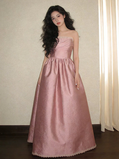 Beautiful Ball Gown Strapless Pink With Ruffles For High Schools Teens Prom Dresses Graduation Dress N1684