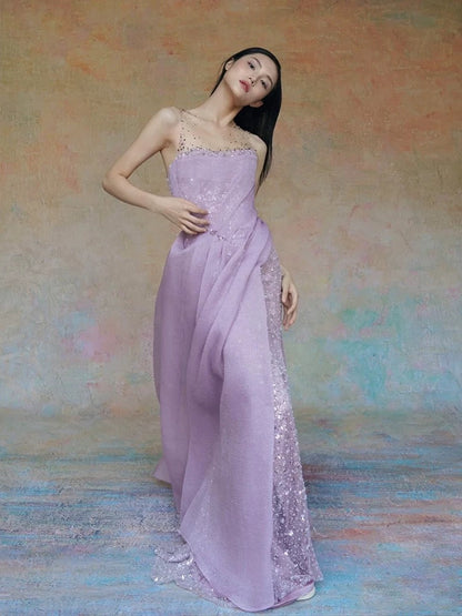 Beautiful A Line Lilac Sequins With Ruffles For High Schools Teens Prom Dresses Graduation Dress N1686