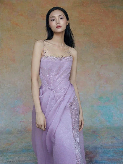 Beautiful A Line Lilac Sequins With Ruffles For High Schools Teens Prom Dresses Graduation Dress N1686