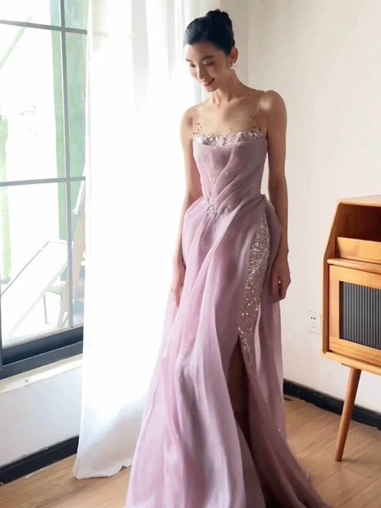 Beautiful A Line Lilac Sequins With Ruffles For High Schools Teens Prom Dresses Graduation Dress N1686